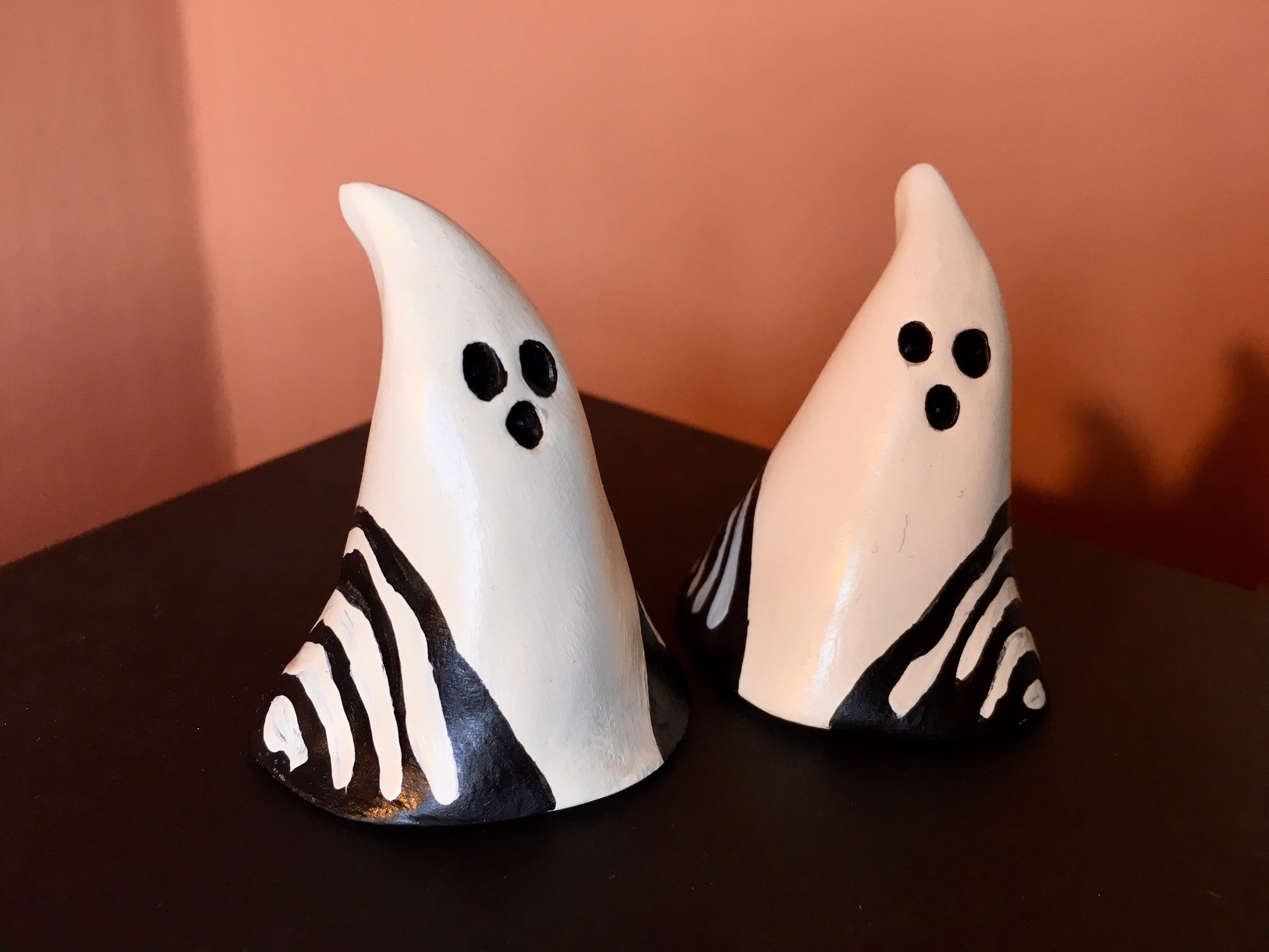 Party Ghost Pair Pottery Ghosts Ceramic Ghost Figurines Etsy