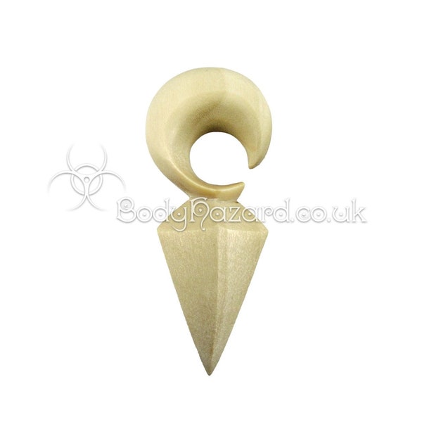 1x Crocodile Wood Diamond Hook Weight Organic for Stretched Ears Spiral Gauges Plug Lobe Blonde White wood