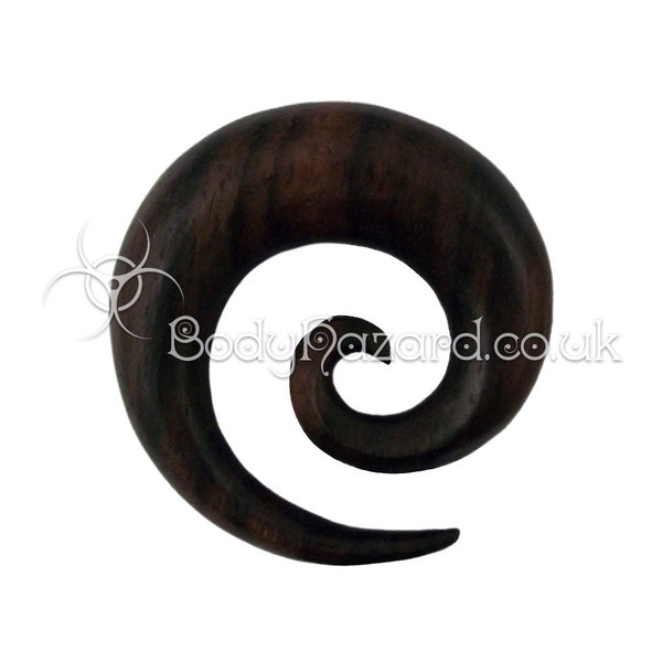 1x Sono Wood Spiral Hook Organic for Stretched Ears Gauges Plug Lobe Rosewood Ebony Black