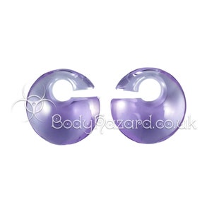 A Pair of Mini Lavender Purple Eclipse Glass Ear Weights by Gorilla Glass for Stretched Ears Gauges Plug Lobe