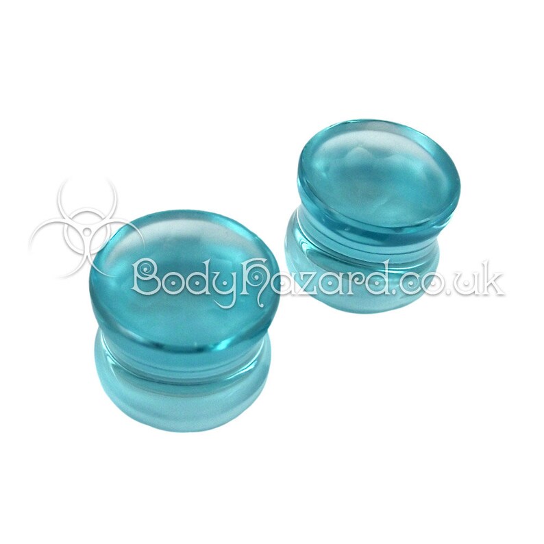 thumbnail interactive-video image 1 of Pair Of Turquoise Stone Double Flare Plugs / Gauges – 10mm, Organic Look 1 of 5