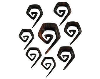 1 Piece Sono Wood Hexagon Spiral Ear Gauge: Organic Body Jewelry