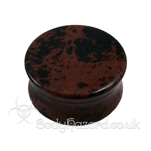 1x Mahogany Obsidian Stone 8mm- 25mm Double Flared Plug Organic for Stretched Ears Gauges Plug Body Lobe Jewelry