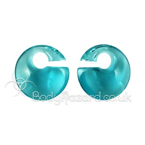 A Pair of Mini Turquoise Eclipse Glass Ear Weights by Gorilla Glass for Stretched Ears Gauges Plug Lobe