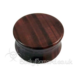 1 x Red Tigers Eye Stone 8mm- 25mm Double Flared Plug Organic for Stretched Ears Gauges Plug Body Lobe Jewelry