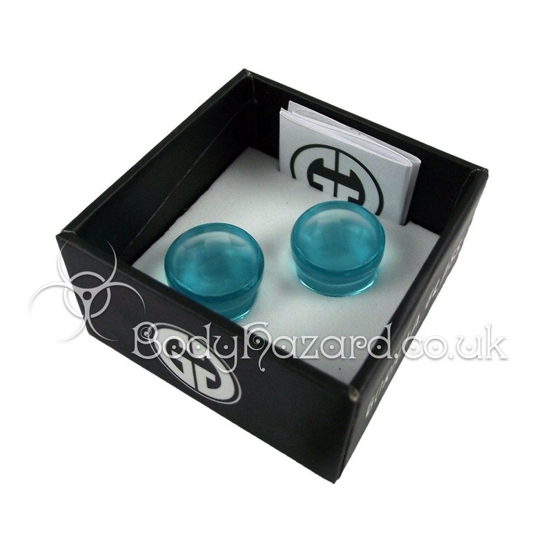 A Pair of Turquoise Concave Martele Double Flared Plugs 12mm 12 by Gorilla Glass for Stretched Ears Gauges Plug Lobe