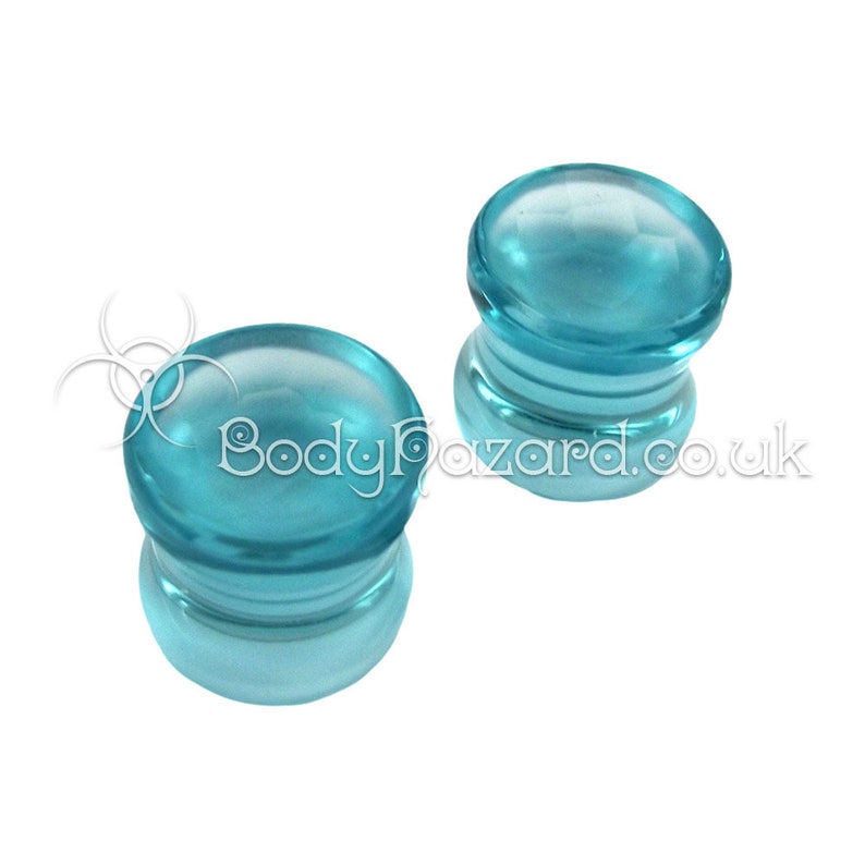A Pair of Turquoise Concave Martele Double Flared Plugs 12mm 12 by Gorilla Glass for Stretched Ears Gauges Plug Lobe