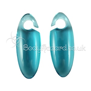 A Pair of Turquoise Cocoon Glass Ear Weights by Gorilla Glass for Stretched Ears Gauges Plug Lobe