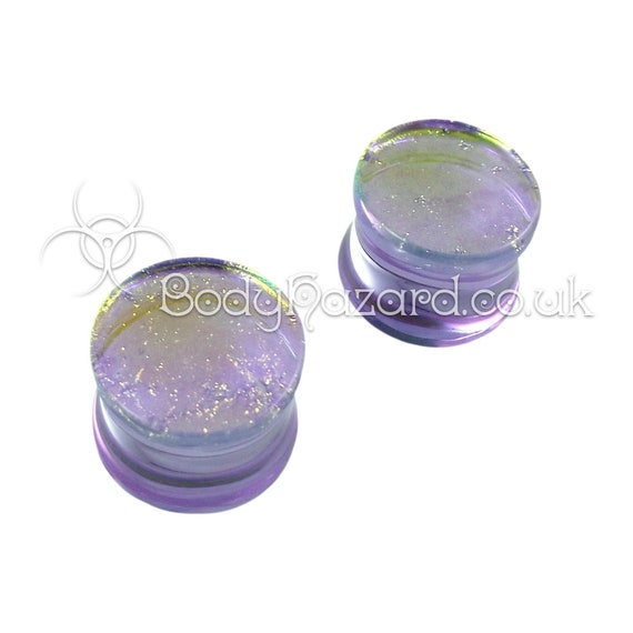 Gorilla Glass Concave Obsidian Double Flared Plug /— Price Per 1