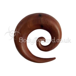 1x Saba Wood Spiral Hook Organic for Stretched Ears Gauges Plug Lobe Rosewood Sawo
