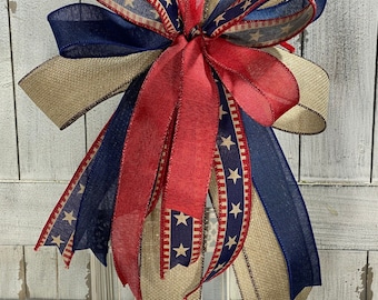 14” x 19” Independence Day Bow, Fourth of July Bow, Patriotic Bow, Memorial Day, Labor Day, 4th of July Decor, Patriot Decor