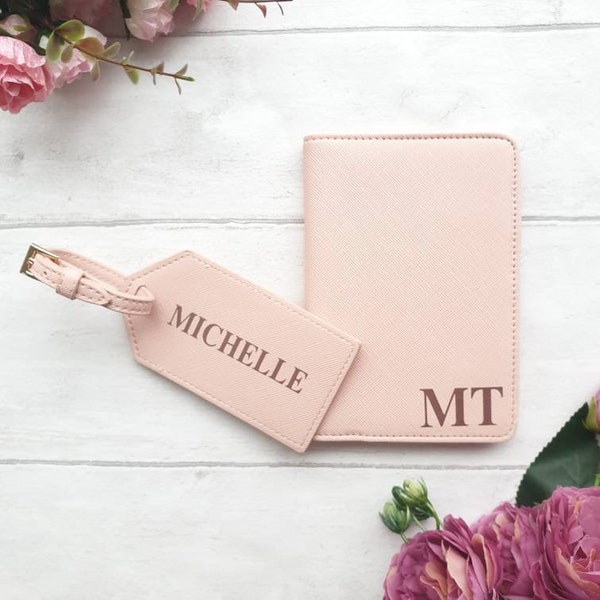 Personalised passport cover and luggage tag set
