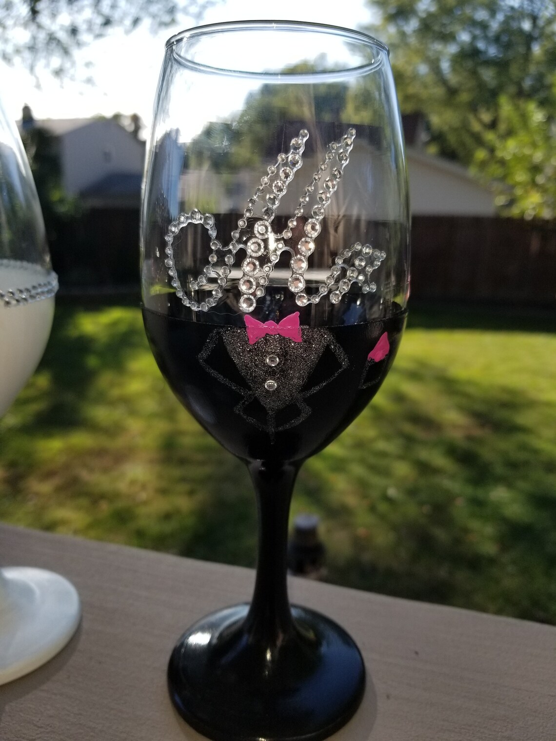 Mrs and Mr Rhinestone Embellished Hand Painted Wine Glasses Etsy