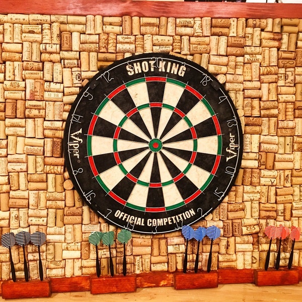 Handmade Cork Dart Board!! Choose any custom design! Includes Dart Board and Darts