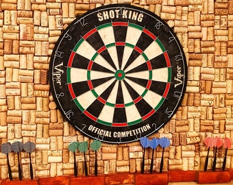 Handmade Cork Dart Board!! Choose any custom design! Includes Dart Board and Darts