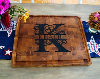 GIANT End Grain Cutting Board, Personalized Handmade Hardwood Custom Design, Kitchen Bamboo Cutting Board, Chopping Board Wood Cutting Board