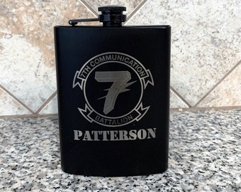 Personalized Laser Engraved Flasks, Custom Black Flasks, Groomsman Flask, Best Man Flask, Wedding Party Flask, Bridal Party Flask