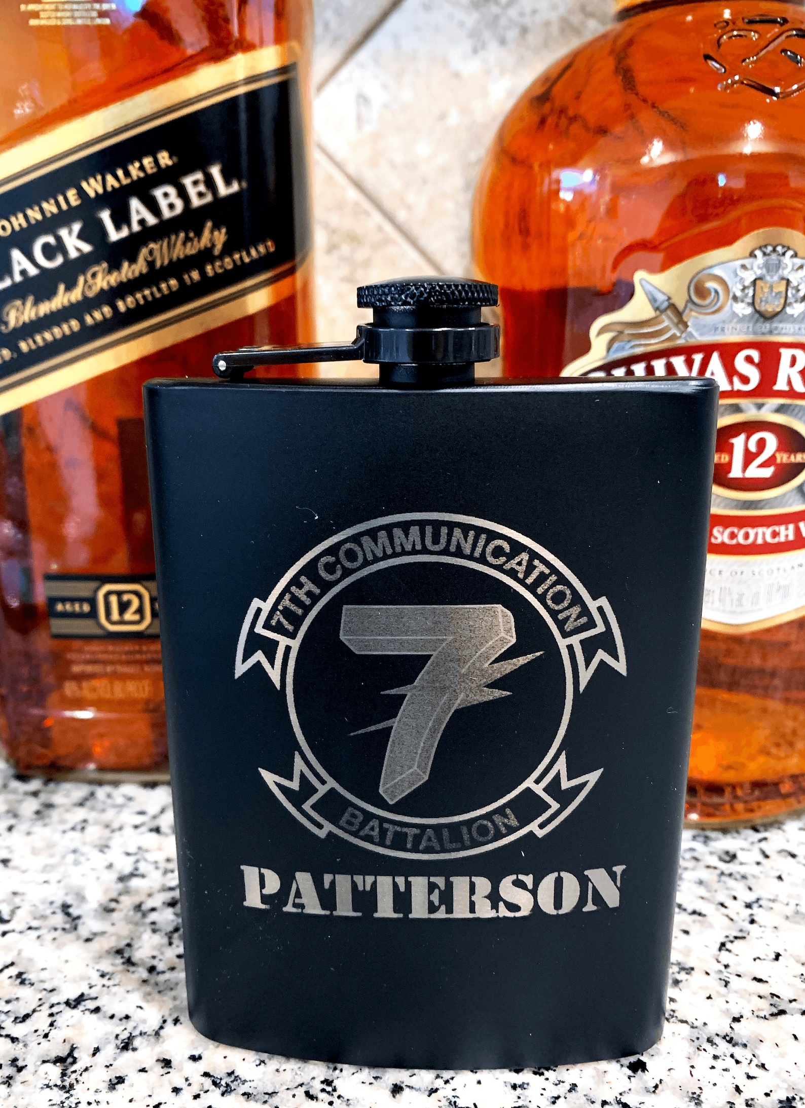 Personalized Laser Engraved Flasks Custom Black Flasks Etsy