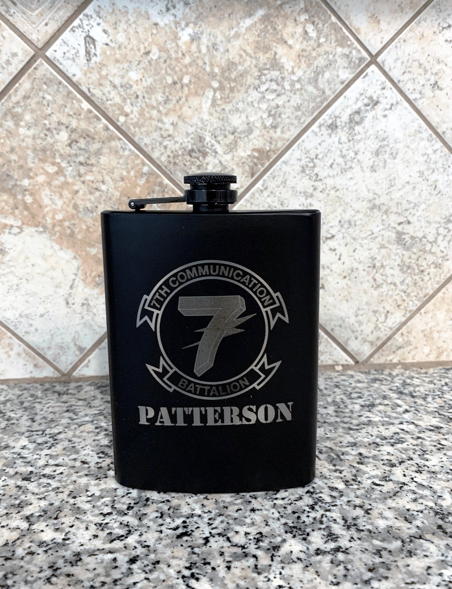 engraved flask