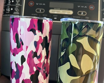 Camo Wrap - 20 0z Skinny Tumbler, Slider Lid and Stainless Straw included.  Free Shipping