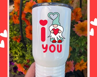 Customized Valentine Tumblers - Insulated with Lid - Personalized