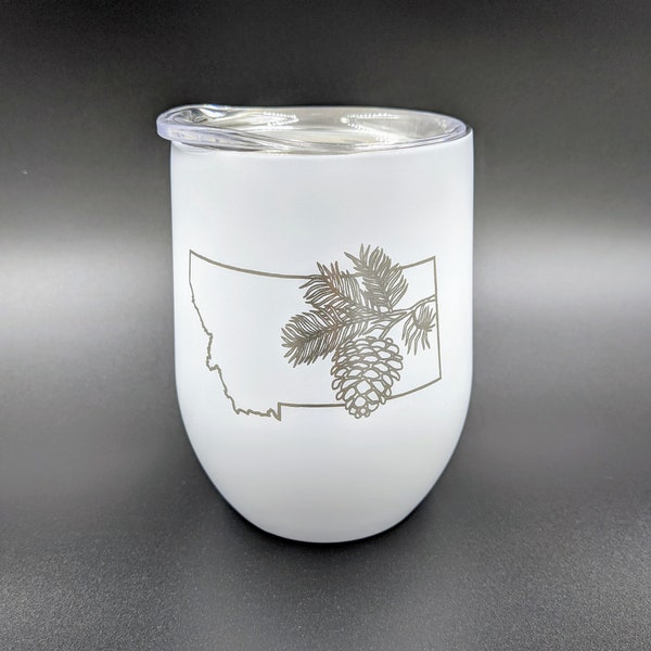 Love MT - Ponderosa Pine Cone - Stemless Wine Glass