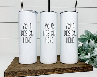 Custom You Design - 20oz Skinny Insulated Tumbler with Slider Lid and Straws