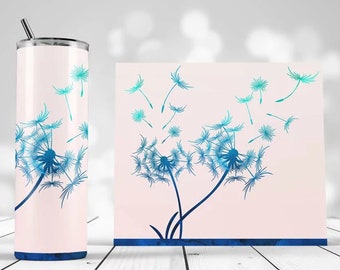 Colorful Dandelion - 20 oz Skinny Tumbler - Insulated with Slider Lid - Free Shipping