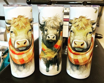 Highland Cows 20oz Skinny Insulated Tumbler with Slider Lid and Straws