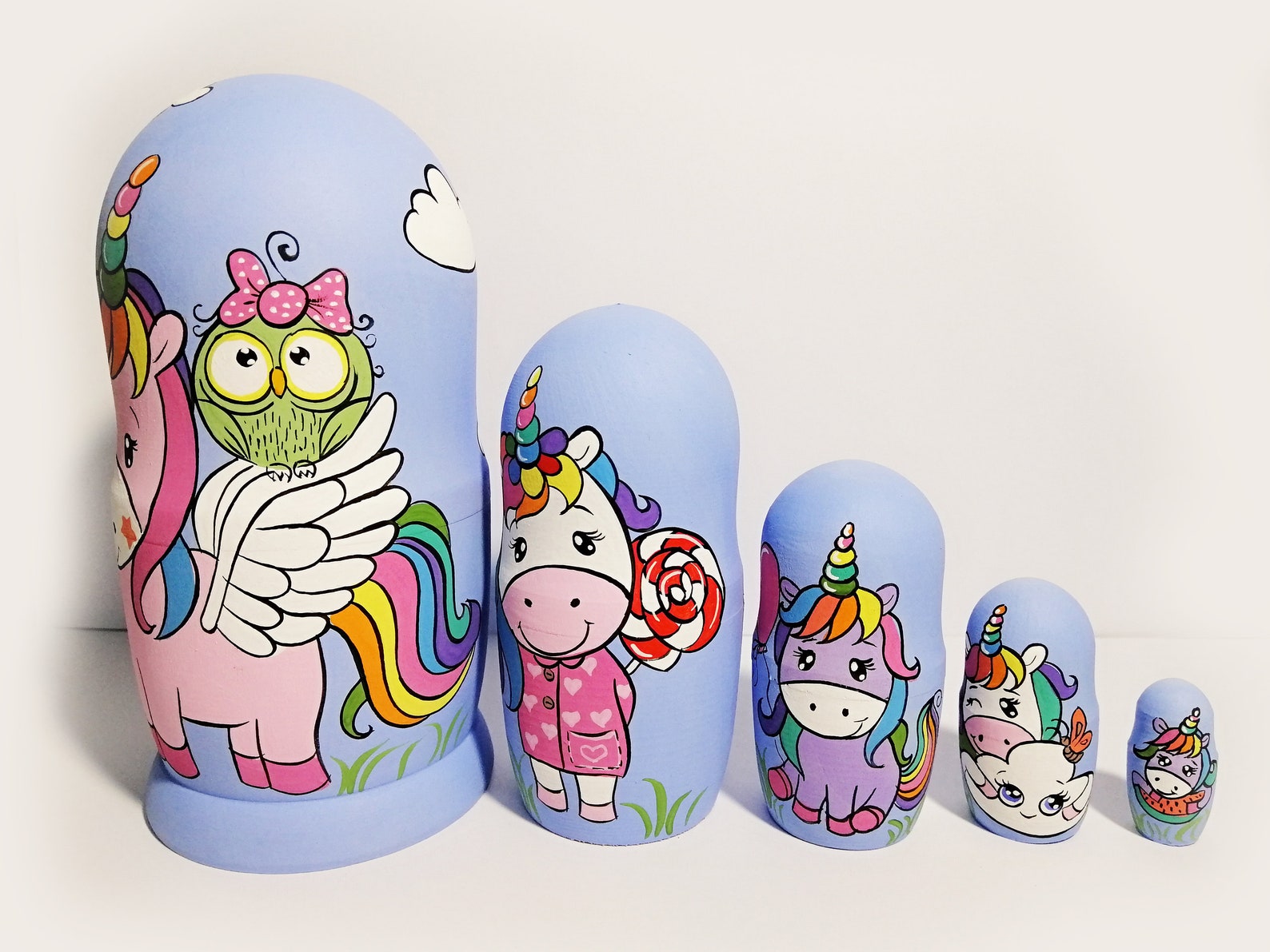 Unicorn Nesting Doll . Unicorn. Nesting Doll. Height 15 Cm. Hand