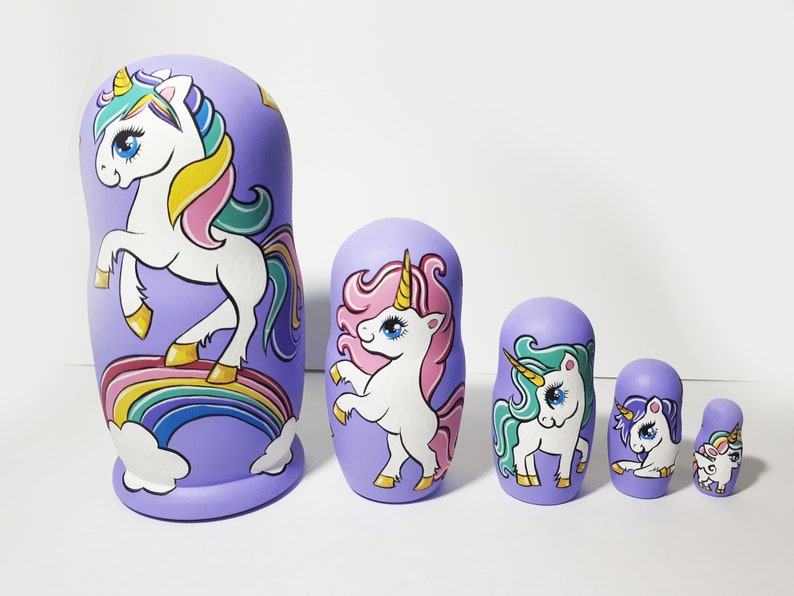 Unicorn Nesting Doll. Unicorn. Nesting Doll. Height 15 Cm. Handpainted