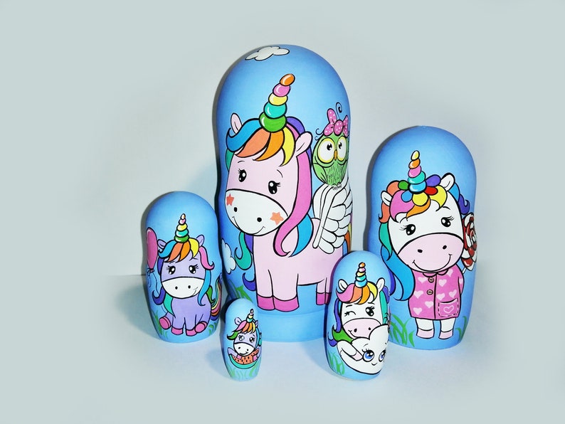 Unicorn Nesting Doll . Unicorn. Nesting Doll. Height 15 Cm. Hand
