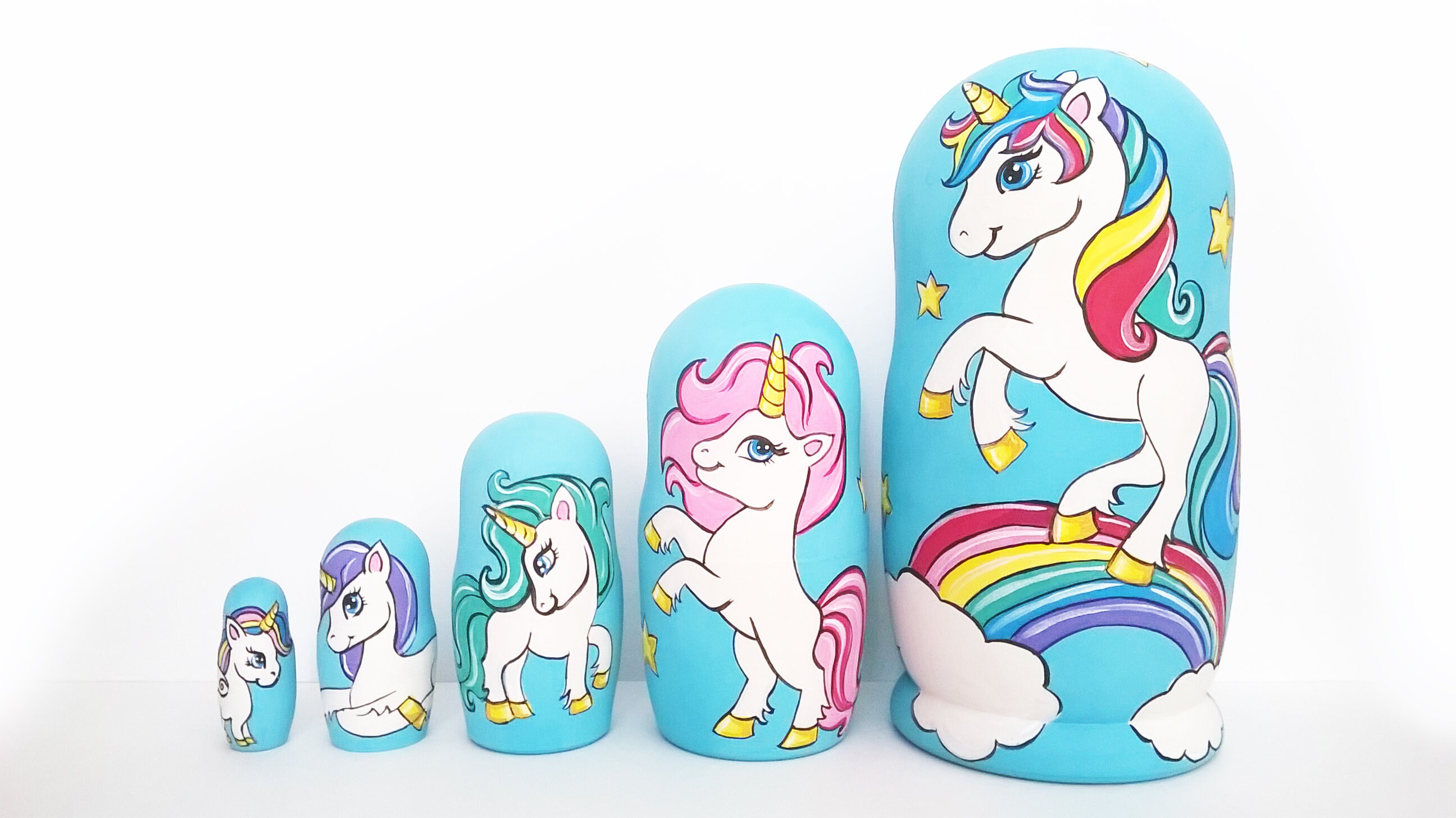 Unicorn Nesting Doll . Unicorn. Nesting Doll. Height 15 Cm. Hand