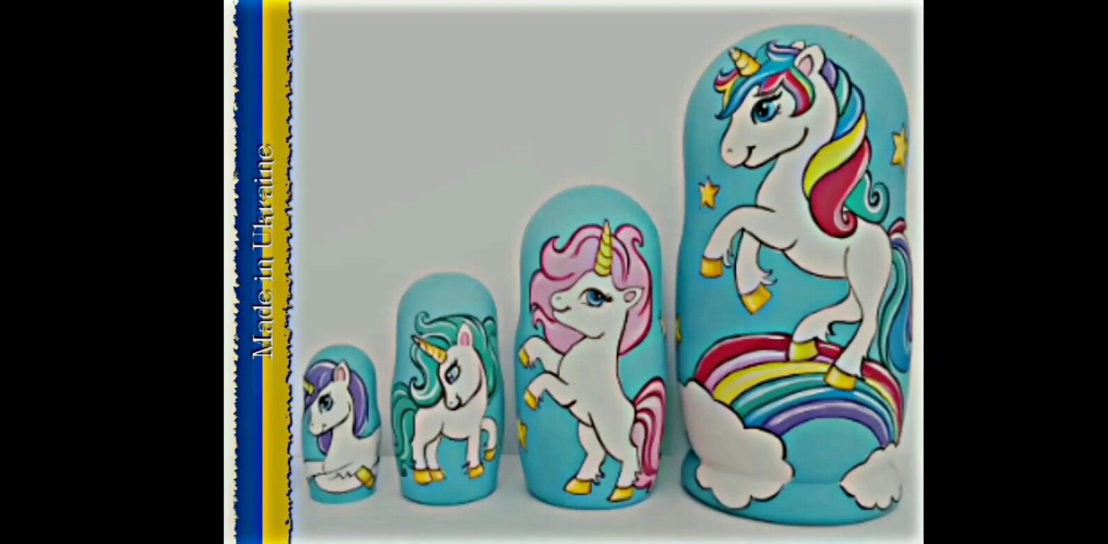 Unicorn Nesting Doll . Unicorn. Nesting Doll. Height 15 Cm. Hand