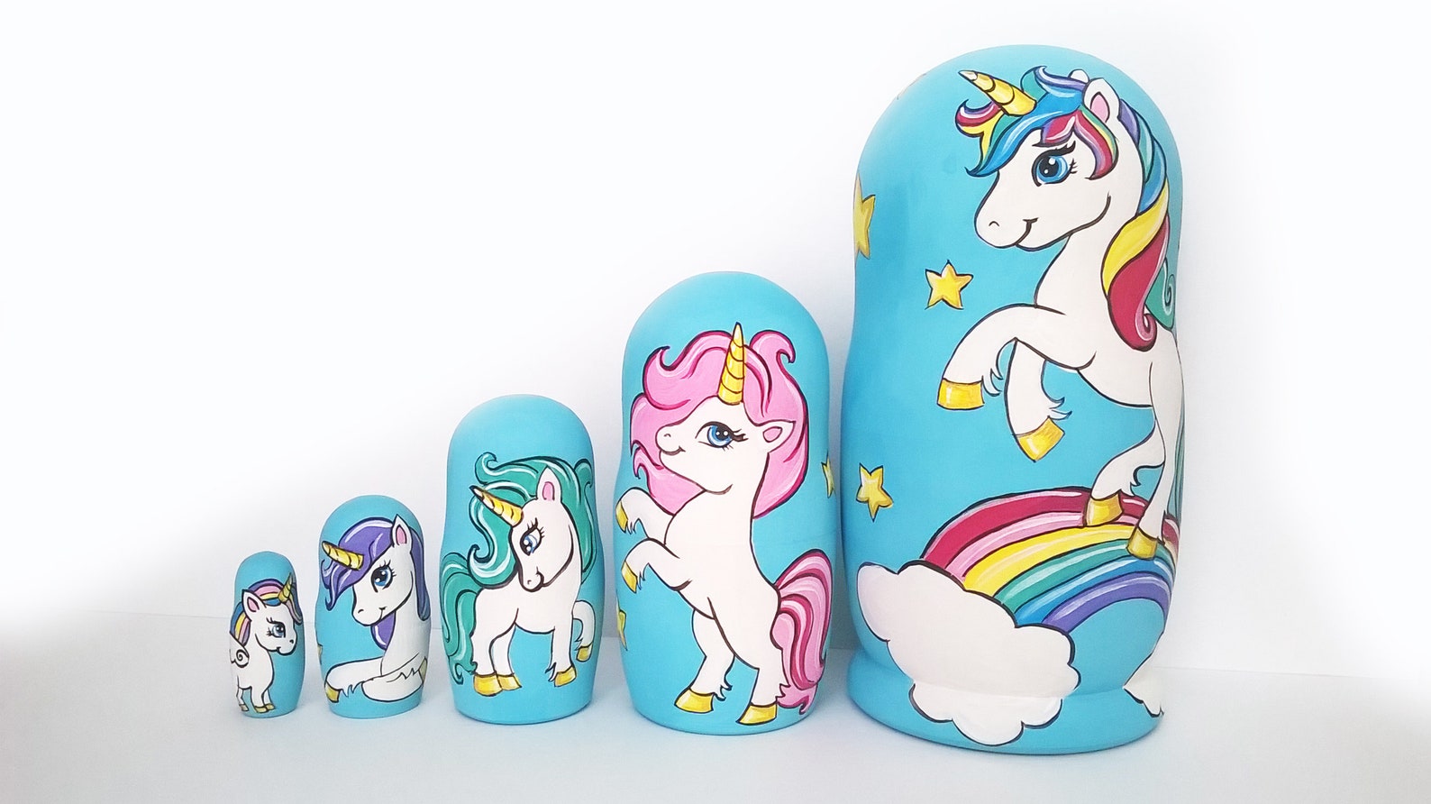 Unicorn Nesting Doll . Unicorn. Nesting Doll. Height 15 Cm. Hand