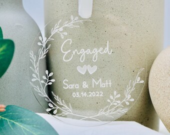 Personalized Engagement Ornament / Engagement Gift / Gift for Couple / Custom Ornament / Wedding Gift / Engagement Keepsake / A016