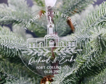 LDS Temple Wedding Ornament / Personalized Couple Temple Ornament / For Time and All Eternity Gift / Wedding Gift for LDS Couple