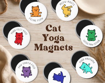 Juego de imanes para yoga con gatos • Imanes de gato de 7 colores de chakras • Regalos divertidos para gatitos que practican yoga • Meowmaste • Regalo para amantes de los gatos • Calcetín navideño para amantes de los animales
