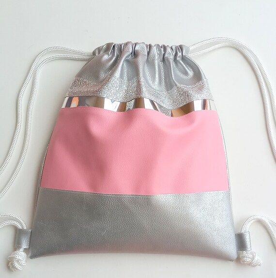 Pink and Silver Backpack - Artificial Leather Backpack  display picture 3