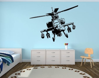 Military Helicopter Apache Attack Army vinyl Sticker Decal Wall Room Video Game