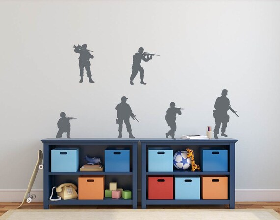 Military Wall Sticker Army Wall Decal Toy Soldiers Sticker Boys Room Decor Vinyl Wall Decal Mural Kids Bedroom Removable Home Decor