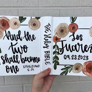 Terracotta Wedding Bible Guestbook, Handpainted Custom, Journaling Bible