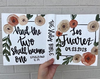 Terracotta Wedding Bible Guestbook, Handpainted Custom, Journaling Bible