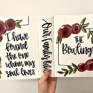 Maroon Florals Handpainted Bible, Journaling Bible