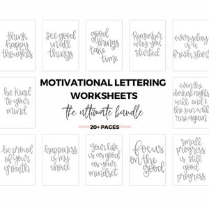 Motivational Lettering Worksheet Bundle | Handlettering Practice
