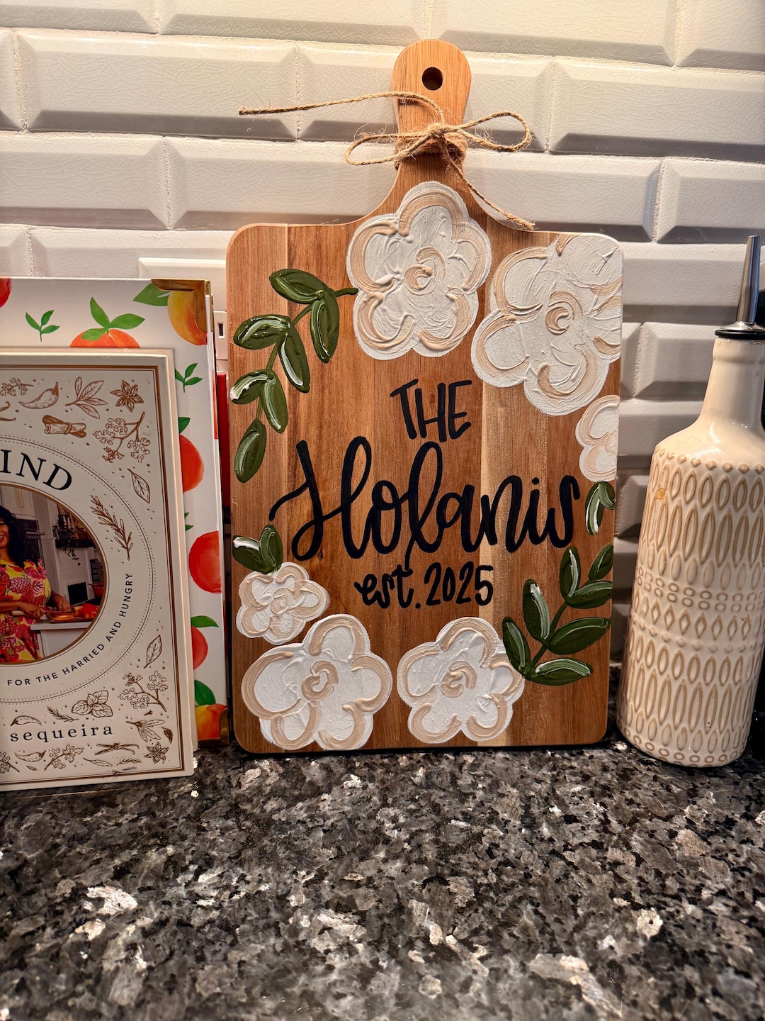 Custom Last Name Charcuterie Board: Hand-Painted Acacia Wood