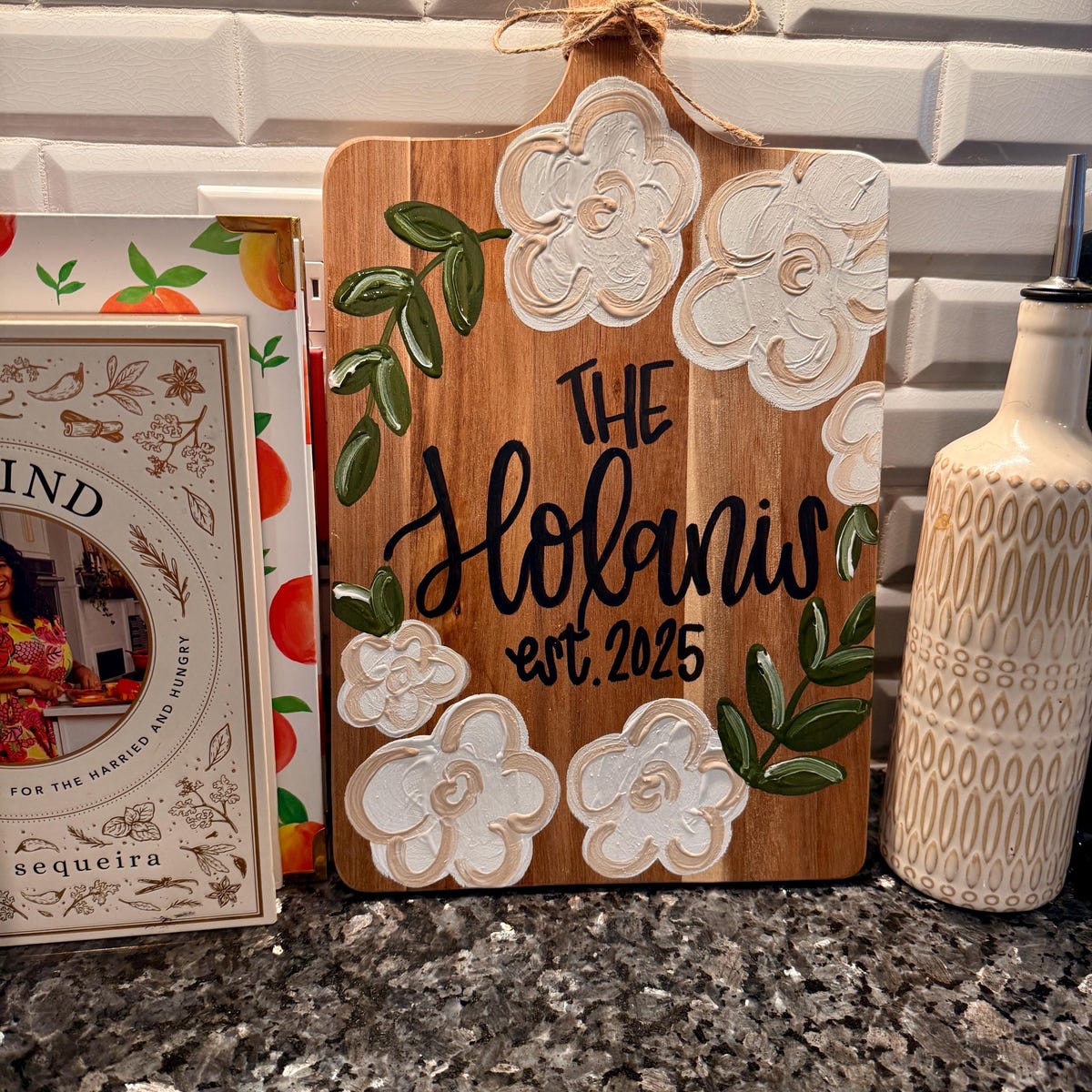 Custom Last Name Charcuterie Board: Hand-Painted Acacia Wood