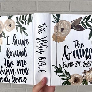 Brown & Neutral Florals Handpainted Bible, Journaling Bible
