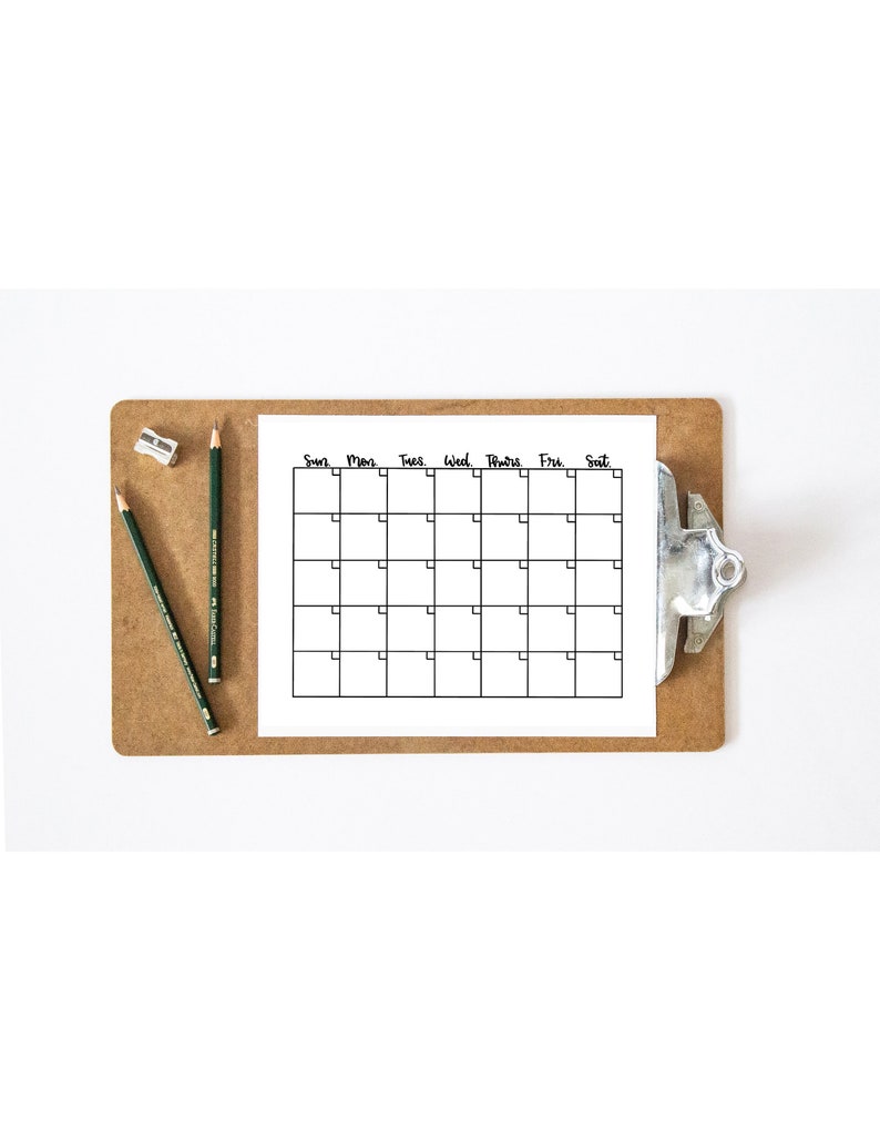 Blank Calendar Printable / 8.5x11 Calendar Print - Etsy