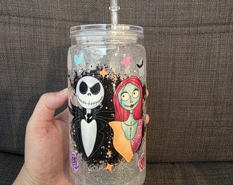 Nightmare Snowglobe Tumbler | Glitter Tumbler | Libbey Acrylic Cup | Spooky Season Lover | Snowglobe Tumblers | Plastic Cup Tumbler